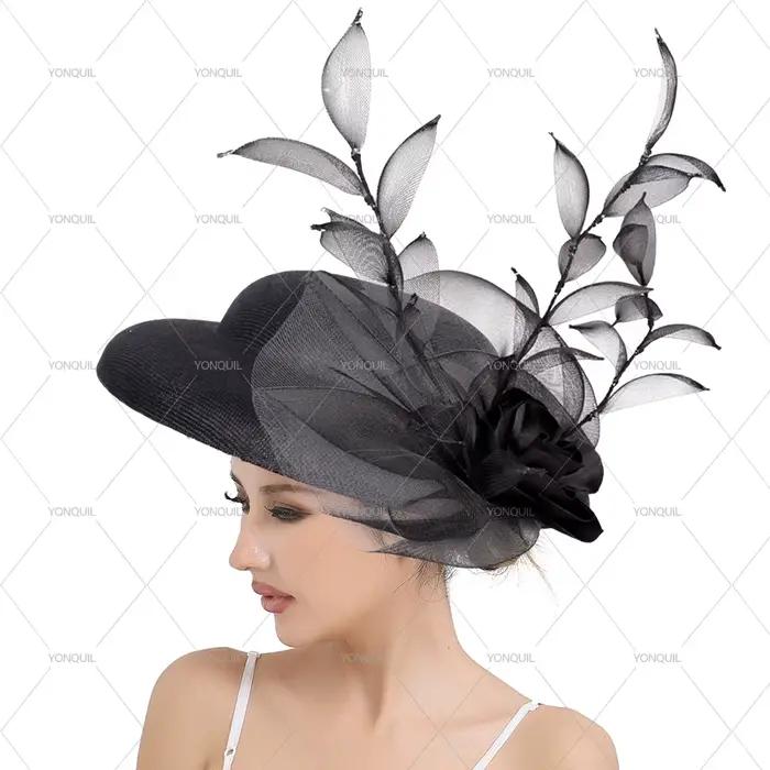 Chapeau Sinamay à grandes fleurs dorées pour femmes