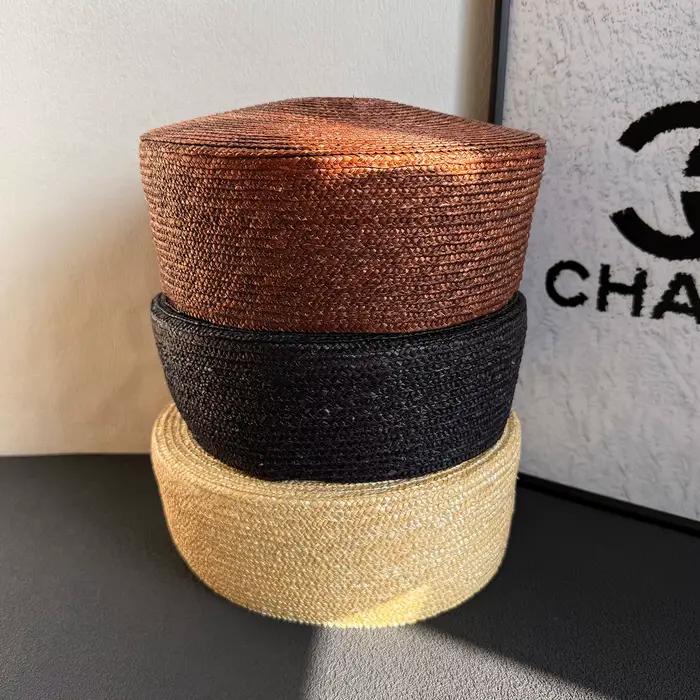 Chapeau bibi rétro français en paille pour plage et mariages unisexe élégant accessoire de mode occassions spéciales style sport finition noire