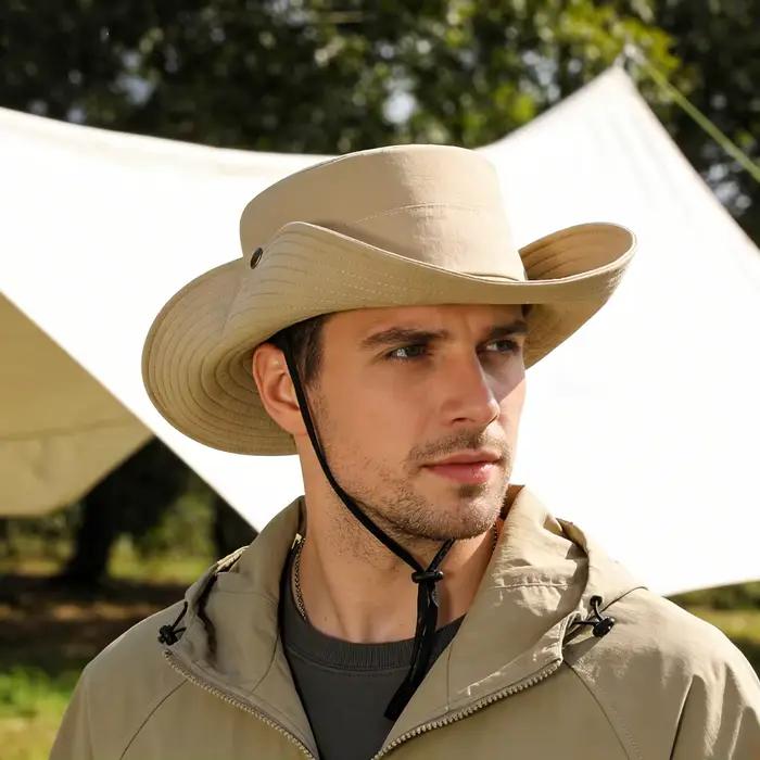 Chapeau de pêcheur rétro style western large bord pliable et portable unisexe pour randonnée vacances protection solaire usage quotidien décontracté