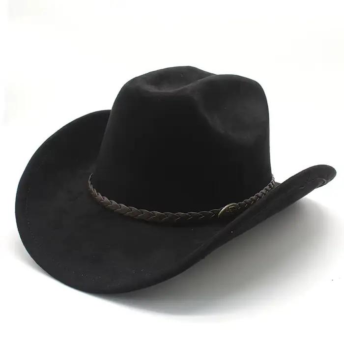Chapeaux de cowboy western en daim avec bande en cuir