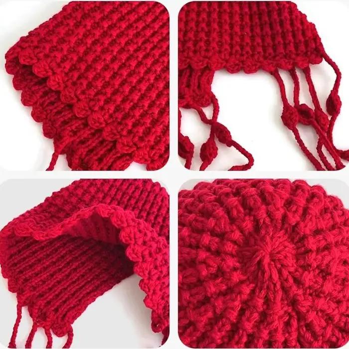 Bonnet en crochet à pompons mignon