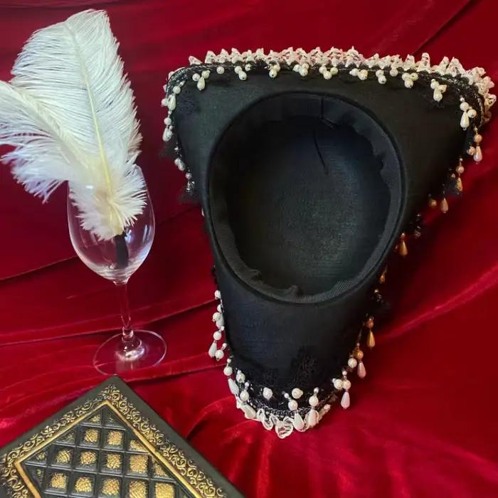 Chapeau de Pirate rétro gothique comtesse perle Triangle