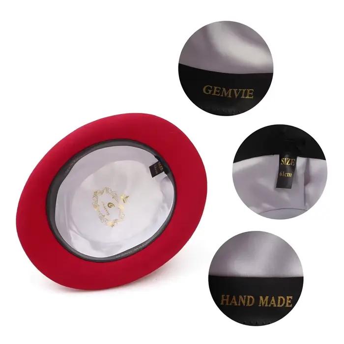 GEMVIE 100% laine feutre Derby chapeau pour hommes femmes fête formelle Fedora melon