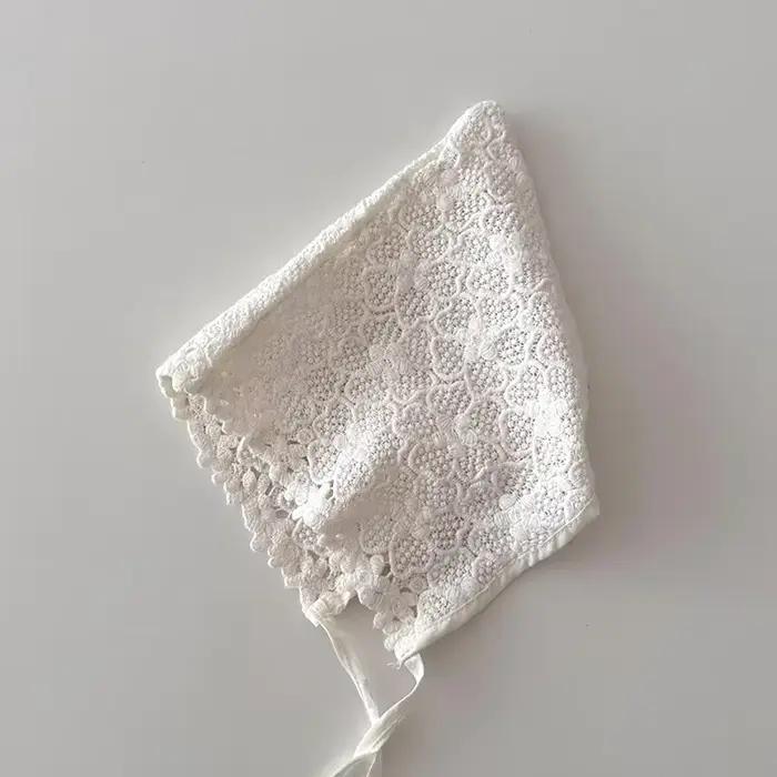 Nouveau bébé Bonnet dentelle nouveau-né fille baptême chapeau pour 0-6 mois filles coton été infantile