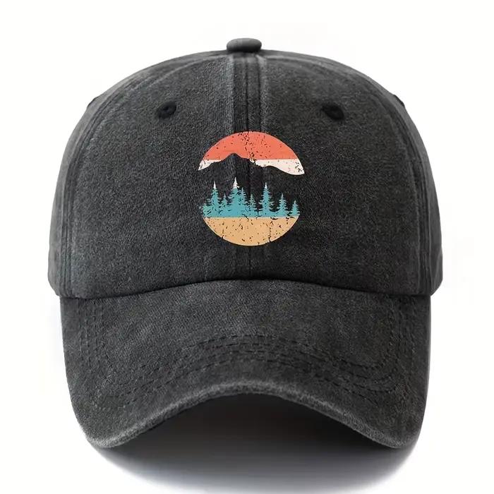 Chapeau de baseball imprimé coucher de soleil de montagne pour hommes et femmes