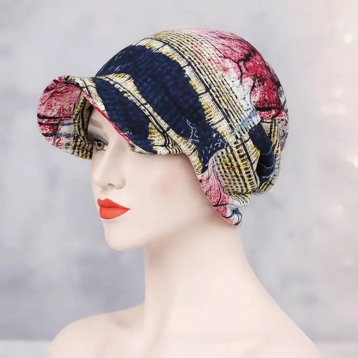 Casquette Chimio Confortable et Respirante à Visière Large en Coton