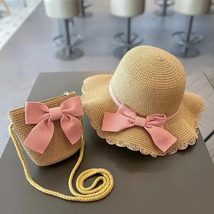 Chapeau d'été en paille pour filles de 2 à 7 ans