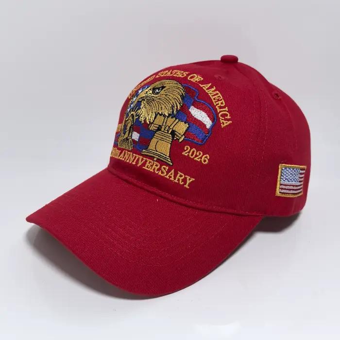 Casquette de baseball américaine pour le 250e anniversaire avec broderie du drapeau - Chapeau de soleil américain simple avec un design confortable et respirant
