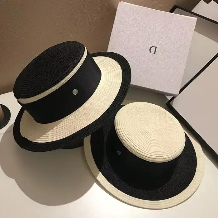 Chapeau de paille Chic à dessus plat