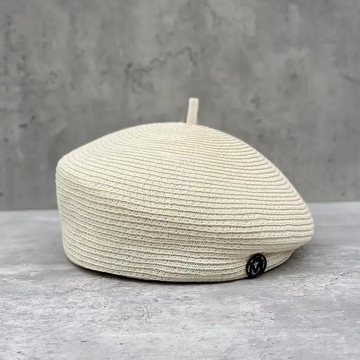 Béret Fedoras en paille fine avec lettres pour femmes