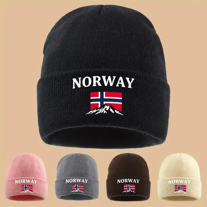 Bonnet en tricot doublé avec broderie «Norway»