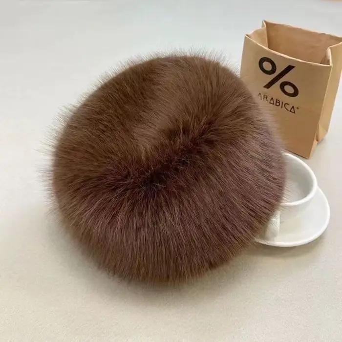 Nouveau chapeau d'hiver en fourrure moelleuse pour femme
