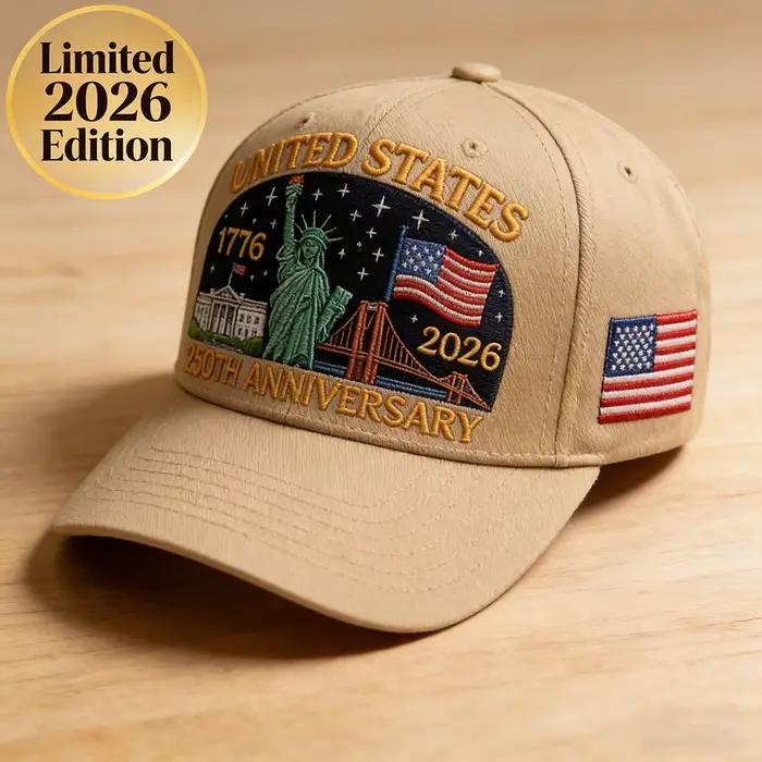 Chapeau commémoratif vintage USA 250 ans | Casquette brodée avec le drapeau de la Statue de la Liberté
