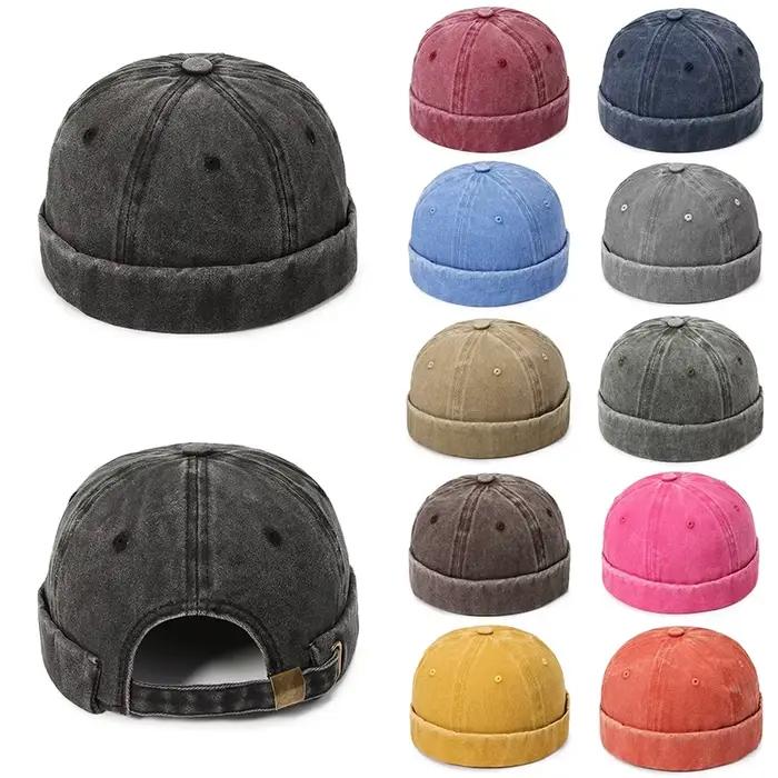 Casquette Docker en Denim sans bords chapeau solide pour homme et femme ocassions décontractées printemps automne ajustable en coton