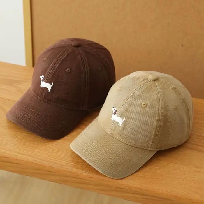 Casquette de baseball en coton brodée style coréen motif animal de dessin animé