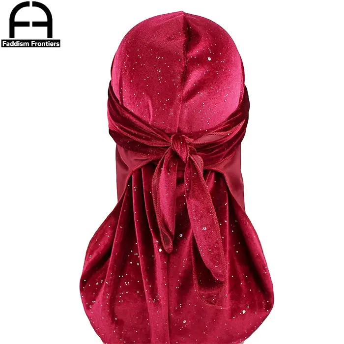 Nouveau luxe hommes brillant velours Durags Turban Bandana bandeau