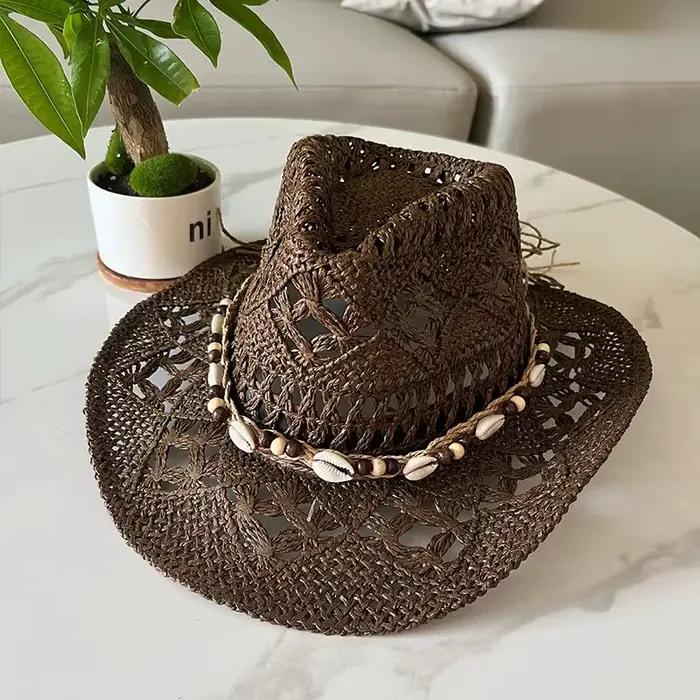 Chapeau de paille bohème d'été pour femmes et hommes