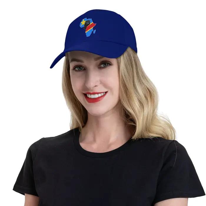 Casquette de baseball avec drapeau de la République démocratique du Congo sur carte d'Afrique, polyester imprimé, réglable, pour hommes et femmes, quatre saisons, style sport, occassions spéciales et décontractées