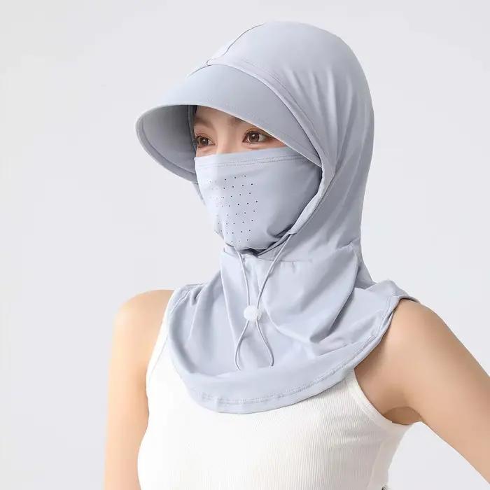 Cagoule anti-UV en soie glacée respirante et fine