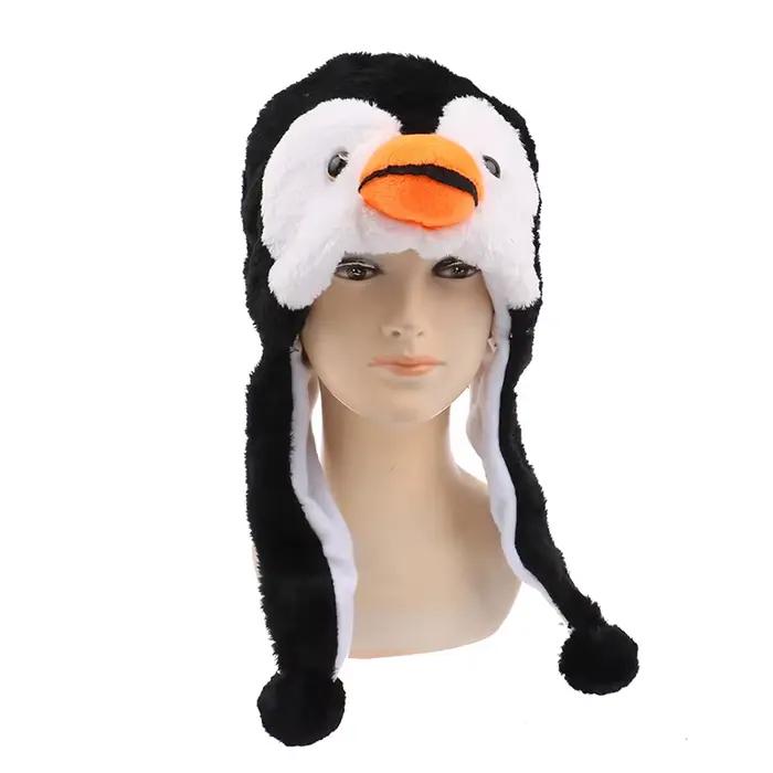 Bonnet en peluche pingouin de dessin animé