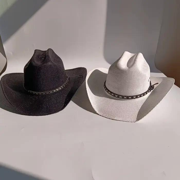 Chapeau de paille de cowboy rigide pour hommes et femmes