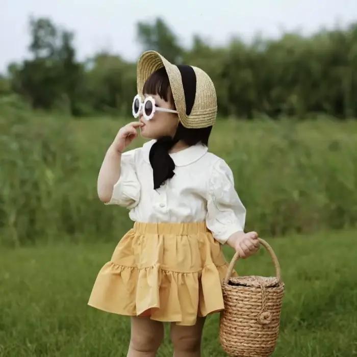 Chapeau de paille élégant rétro pour enfants