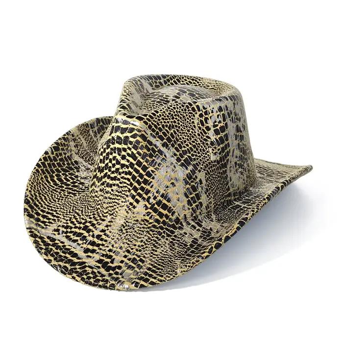 Chapeau de cowboy à motif peau de serpent pour hommes et femmes