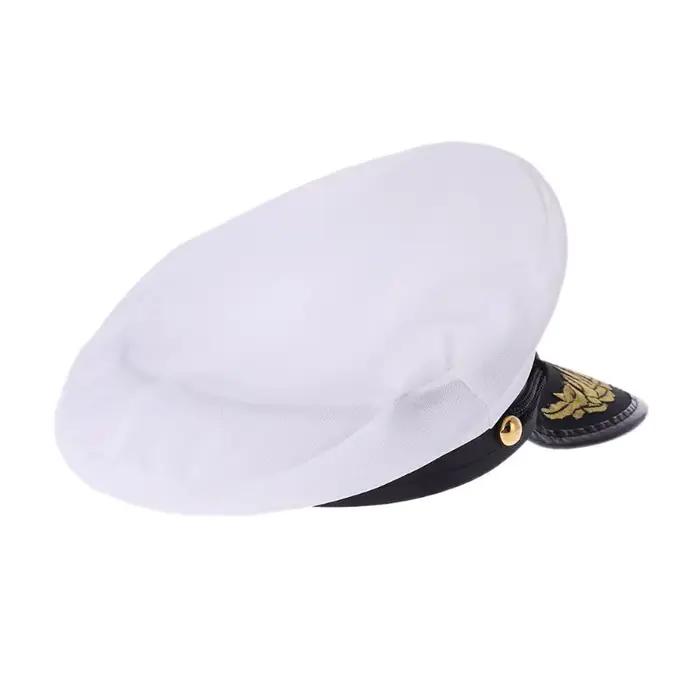Chapeau de marin blanc pour adulte casquette de baseball unisexe avec badge brodé pour occasions spéciales et événements costumés