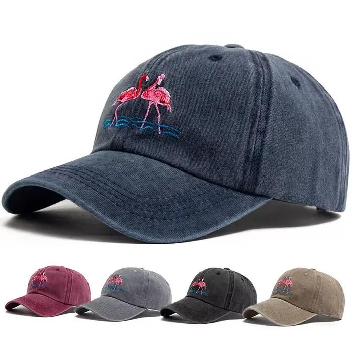 Casquette de baseball brodée à imprimé flamant rose pour hommes et femmes
