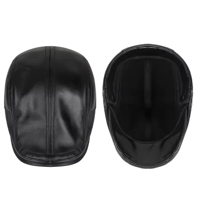 Casquettes de journal en cuir rétro pour hommes
