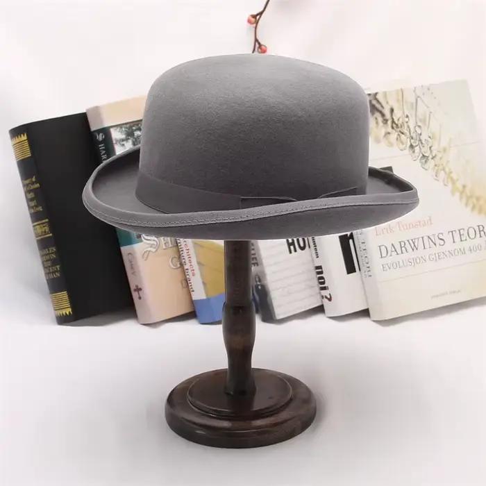 GEMVIE 100% laine feutre Derby chapeau pour hommes femmes fête formelle Fedora melon