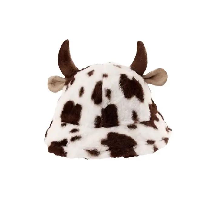 Chapeau de seau en polyester doublé en polaire pour femmes, style coréen, imprimé animal de compagnie, confort hivernal, occassions extérieures