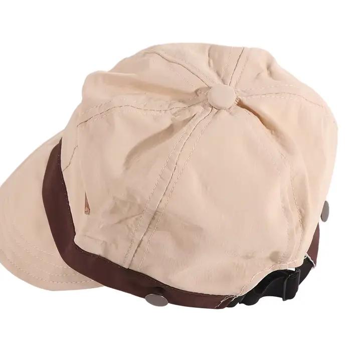 Chapeau de pêcheur décontracté à large bord chapeau de soleil respirant couleur unie pour extérieur plage avec crochet masque coupe vent canard style confort protection soleil