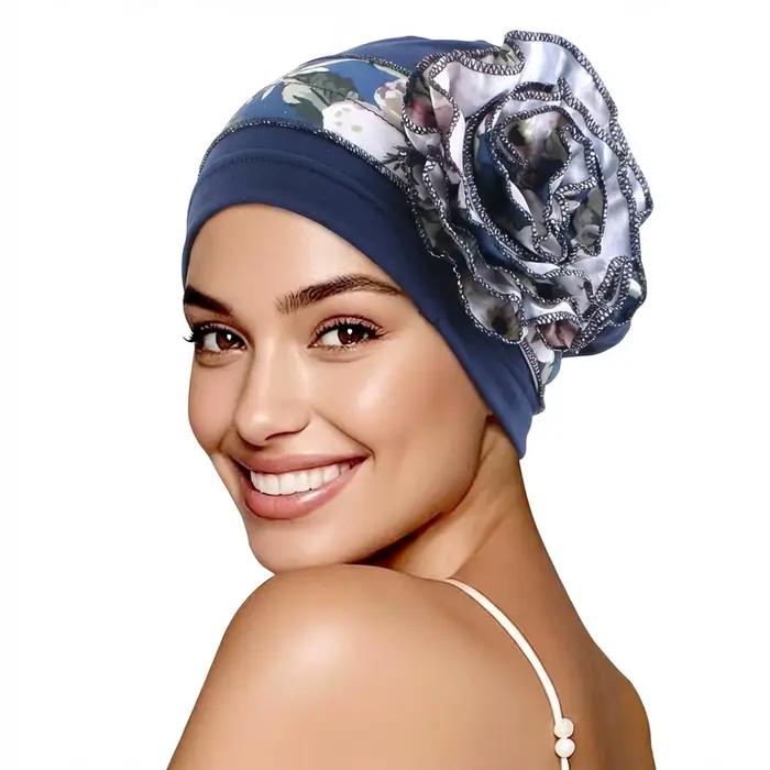 Chapeau Turban Élégant et Respirant à Motifs Floraux pour Femmes Musulmanes