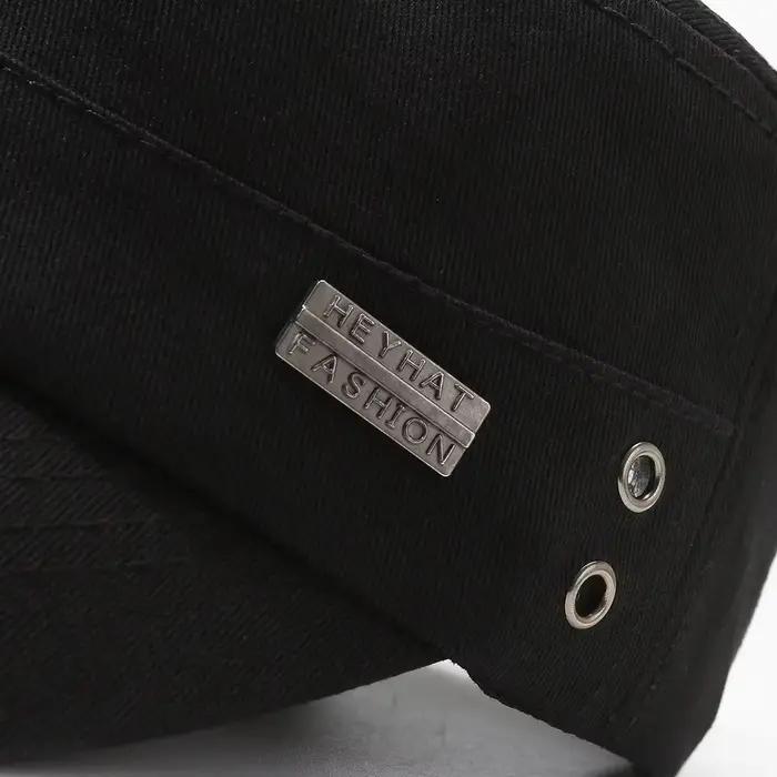 Casquette de toit plat en sergé de coton style militaire flat-top pour homme et femme streetwear pare-soleil visière incurvée