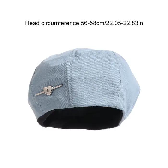 Béret rétro couleur unie motif cœur Y2K