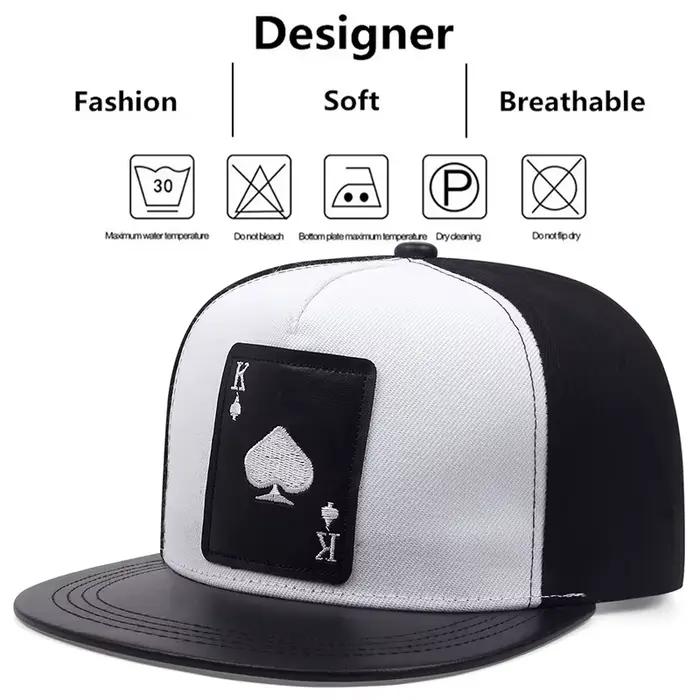 King-Casquettes de baseball brodées de cartes à jouer en cuir pour hommes et femmes