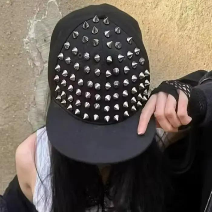 Nouvelle Casquette de Baseball Vintage Hip Hop Y2K avec Rivets Argentés