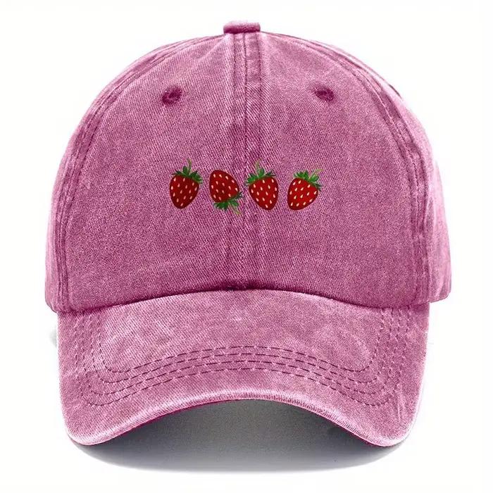 Casquette de baseball imprimée fraises avec visière réglable