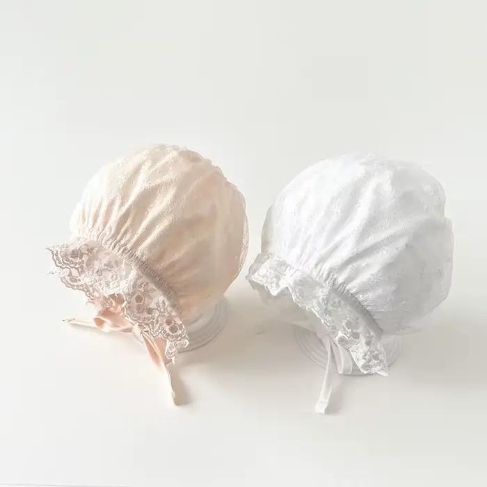 Bonnet en dentelle à fleurs pour bébé fille couvre-chef en coton doux pour nourrissons collection printemps et été occasion spéciale nouveau-né photographie bébé occasions familiales et cadeau pour bébé