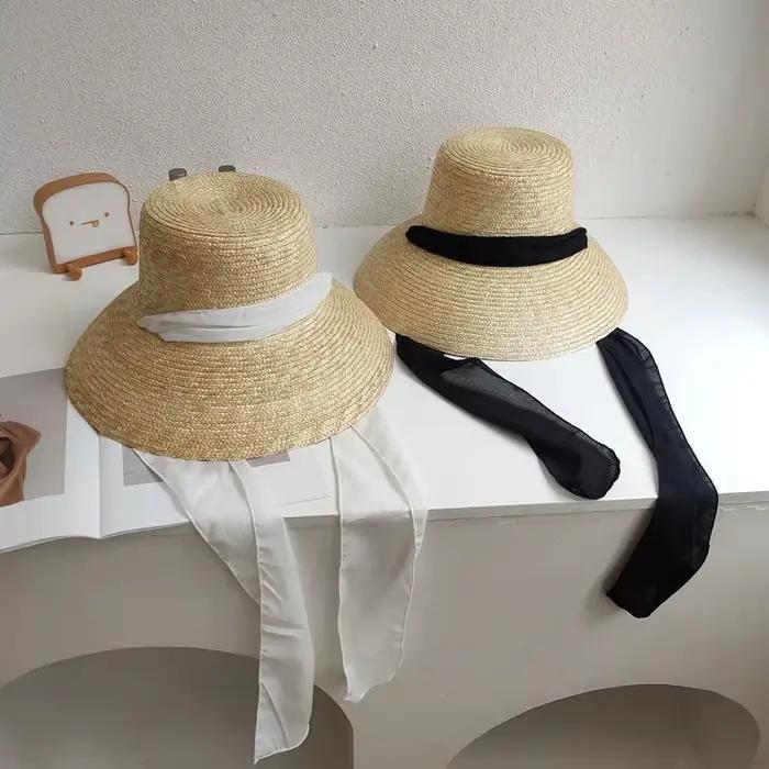Nouveau Style sangle paille tige mode fronde chapeau de soleil femmes printemps et été Protection solaire plage Vintage