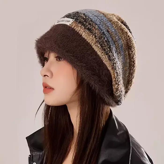 Bonnet en acrylique thermique Maillard pour femmes, surdimensionné, confortable, élégant, idéal pour les grands cheveux, maternité, hiver et plein air ``` ###TITRE### Bonnet en acrylique thermique Maillard pour femmes, surdimensionné, confortable, élégant, idéal pour les grands cheveux, maternité, h