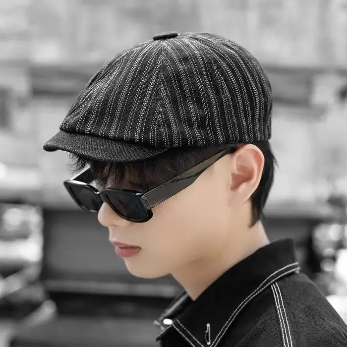 TOHUIYAN – Chapeau rayé en Denim délavé pour homme et femme