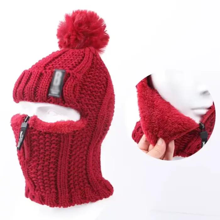 Chapeau tricoté en laine coupe-vent pour femmes