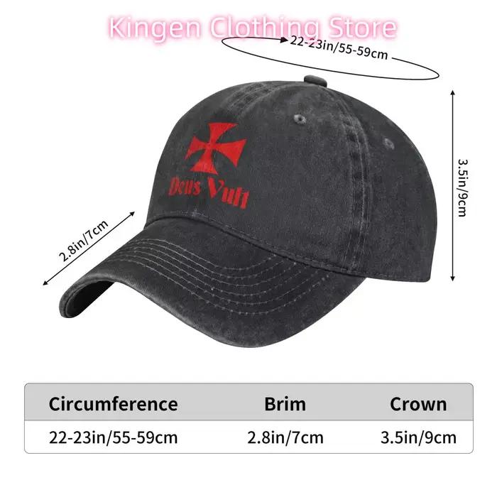Casquette Deus Vult Knights Templar Cross design historique en coton pour homme et femme pour activités sportives et décontractées