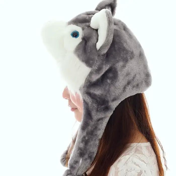 Chapeau chaud coupe-vent en peluche de loup pour adultes