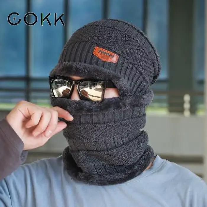 COKK – Bonnet d'hiver en laine épaisse pour homme et femme