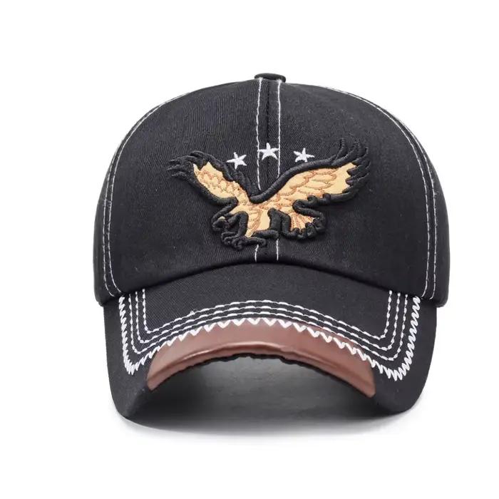 Chapeau de soleil extérieur brodé d'aigle à la mode - Style casquette de baseball pour les vacances et les loisirs