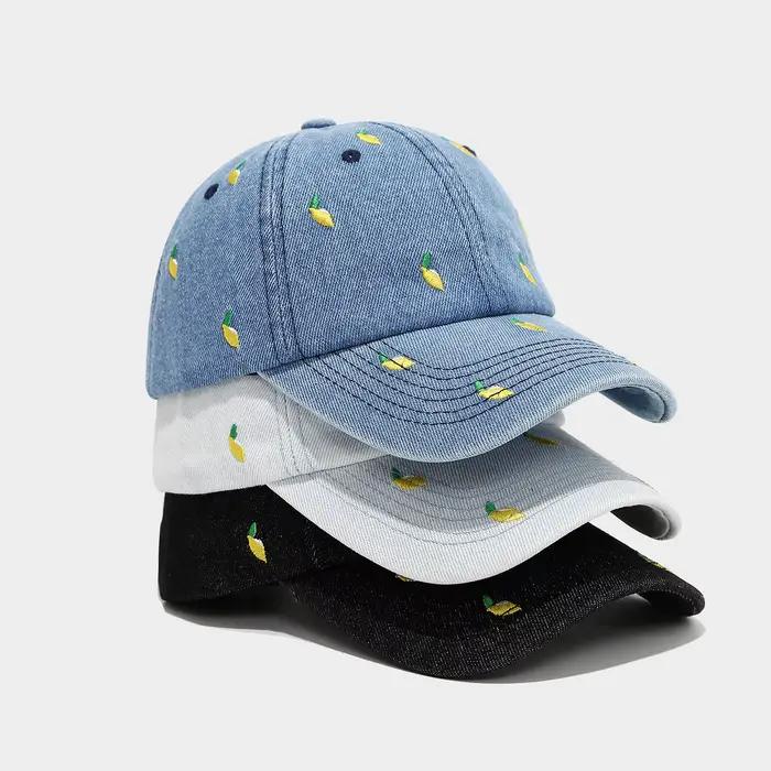 Casquette de Baseball en Denim bleu citron pour hommes et femmes