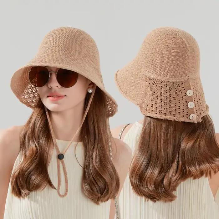 Chapeau de pêcheur ajouré tissé à la main